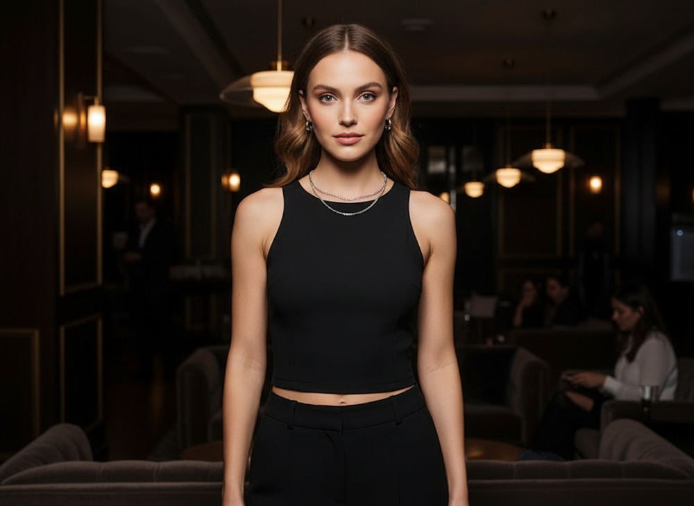 Wrapper NWT Black Sleeveless Crop Top Sz Large